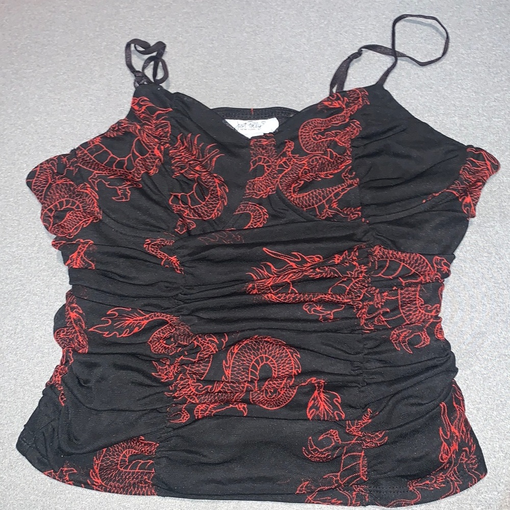 Cute adjustable top black with red dragon design
